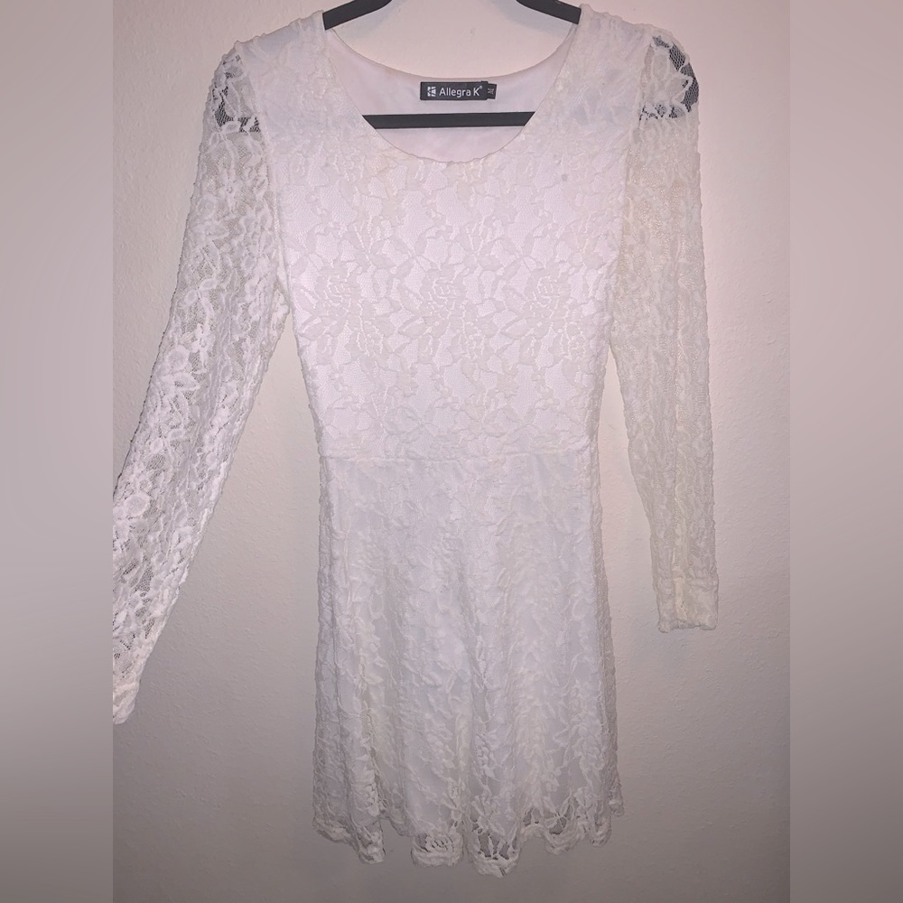 Beige lace long sleeve dress size medium